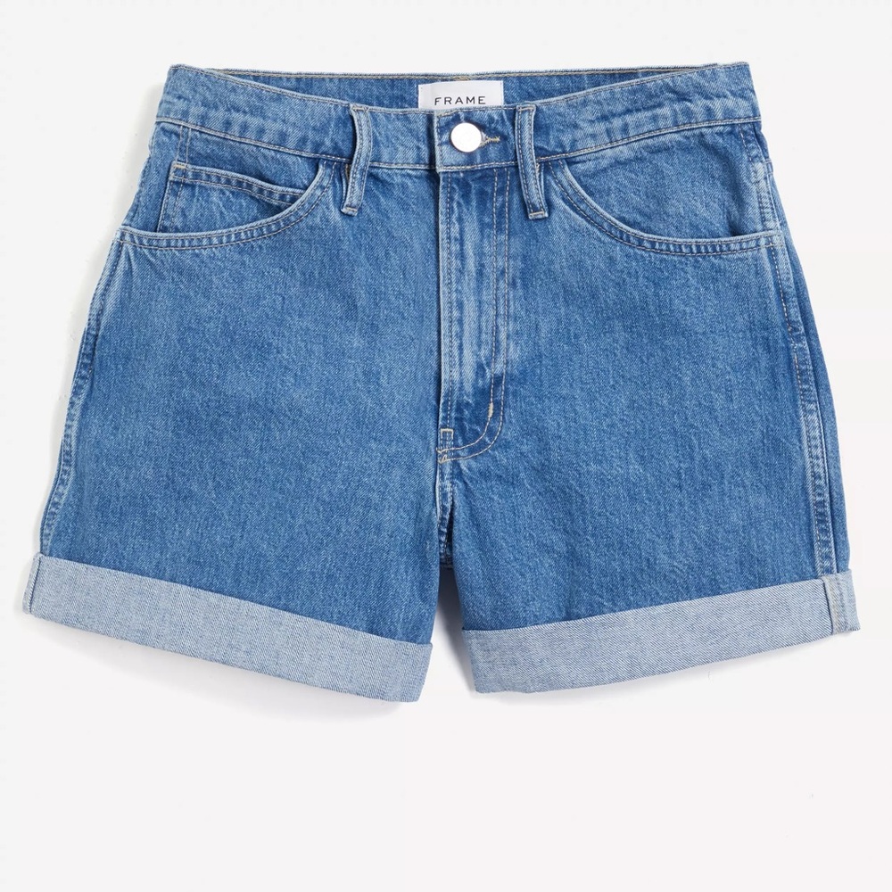 FRAME Denim High-Rise Cuffed Shorts